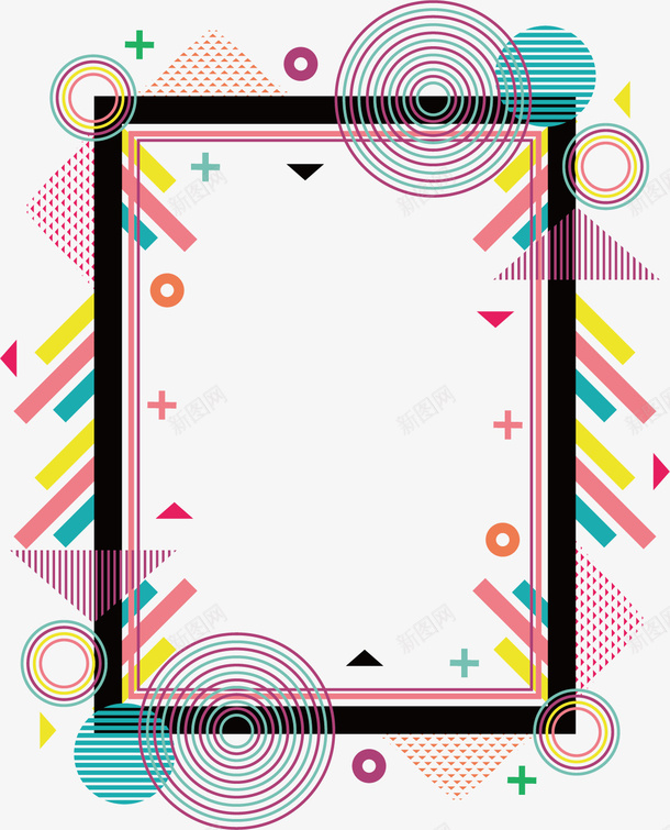 多彩的相框png免抠素材_新图网 https://ixintu.com 三角形 卡通手绘 圆点 多彩 正方形 装饰