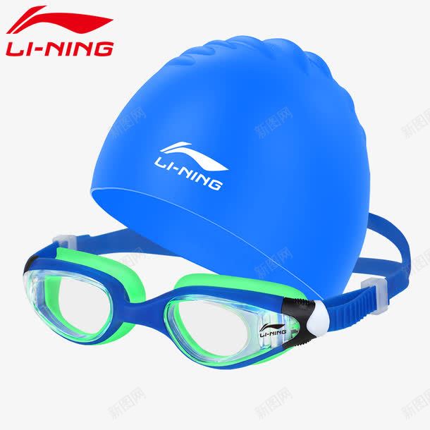 李宁泳帽泳镜png免抠素材_新图网 https://ixintu.com 手绘 手绘泳帽 手绘泳镜