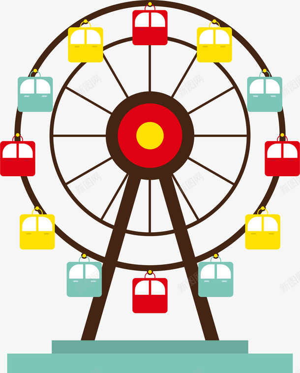 卡通摩天轮图标png_新图网 https://ixintu.com 卡通图标 卡通设计 扁平化游乐场 摩天轮 游乐 游乐场 设施