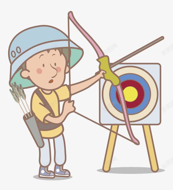 射箭的男孩png免抠素材_新图网 https://ixintu.com 卡通 头盔 射箭 手绘 标靶 水彩 男孩 瞄准准心 靶子 靶心