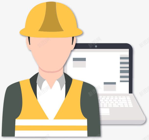 卡通工程师png免抠素材_新图网 https://ixintu.com 卡通 土建工程师头像 工程师 施工人员 电脑
