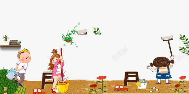 卡通五一劳动节儿童海报插画psd免抠素材_新图网 https://ixintu.com 51 五一 儿童 劳动 劳动节 卡通 手绘 海报banner