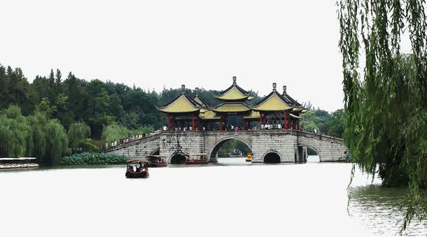 杨柳树下的五亭桥png免抠素材_新图网 https://ixintu.com 五亭桥 古代 建筑 扬州 瘦西湖