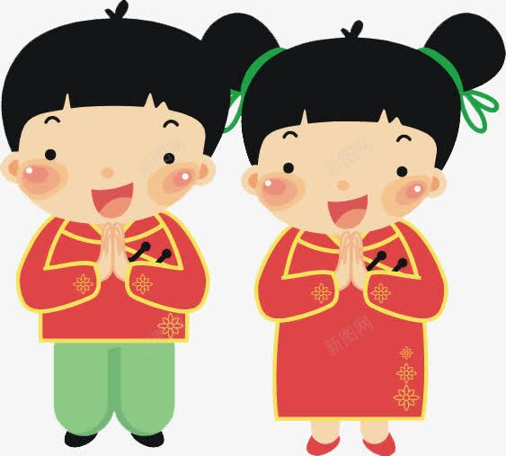 福娃贺喜png免抠素材_新图网 https://ixintu.com 卡通手绘 可爱画风 拜年 新年氛围 装饰 青梅竹马