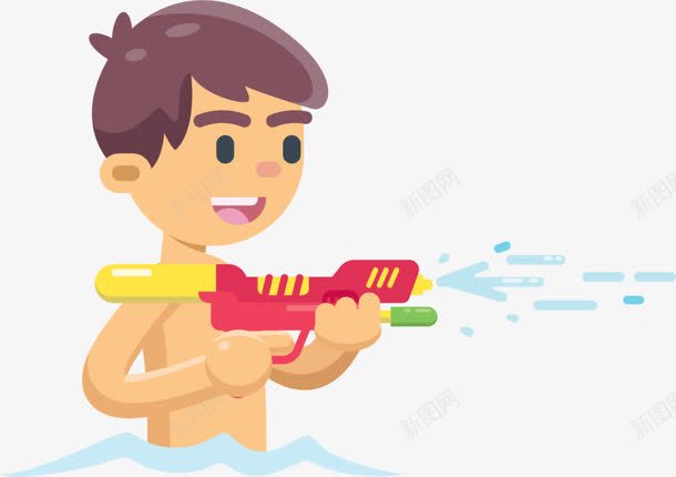 可爱打水枪游戏男孩png免抠素材_新图网 https://ixintu.com 6月1号 儿童节 六一节 可爱男孩 打水枪 玩耍 童趣