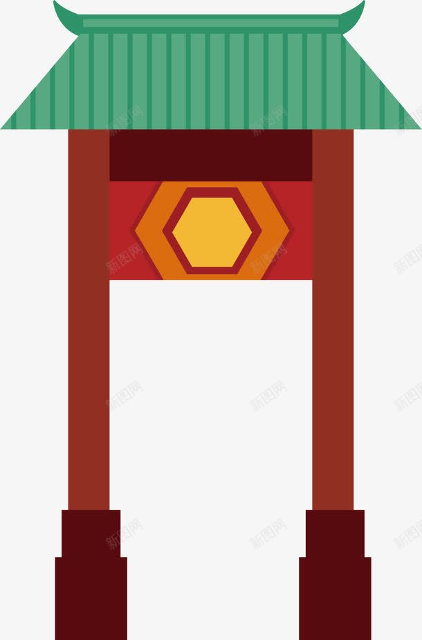 门楼png免抠素材_新图网 https://ixintu.com 卡通手绘 古代牌楼 古建筑 房屋建筑 楼房 装饰图案 门楼