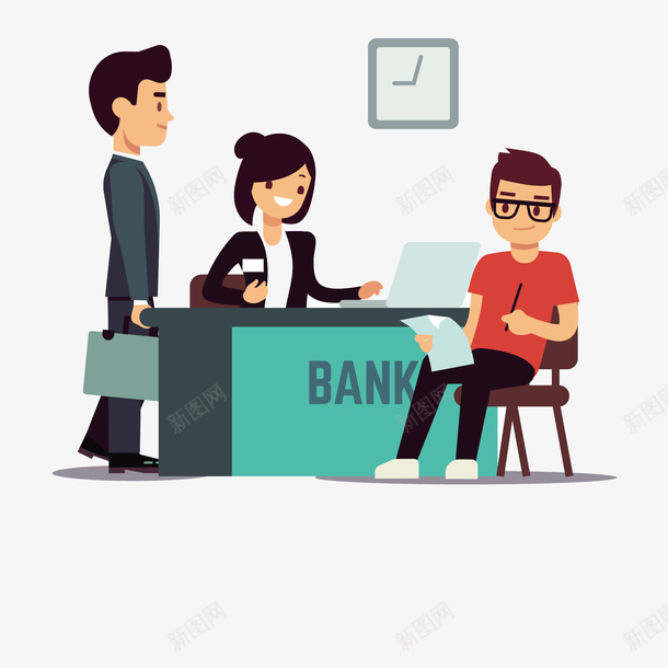 银行业务前台矢量图eps免抠素材_新图网 https://ixintu.com 前台 前台PNG 前台业务 矢量前台 银行 银行前台 矢量图