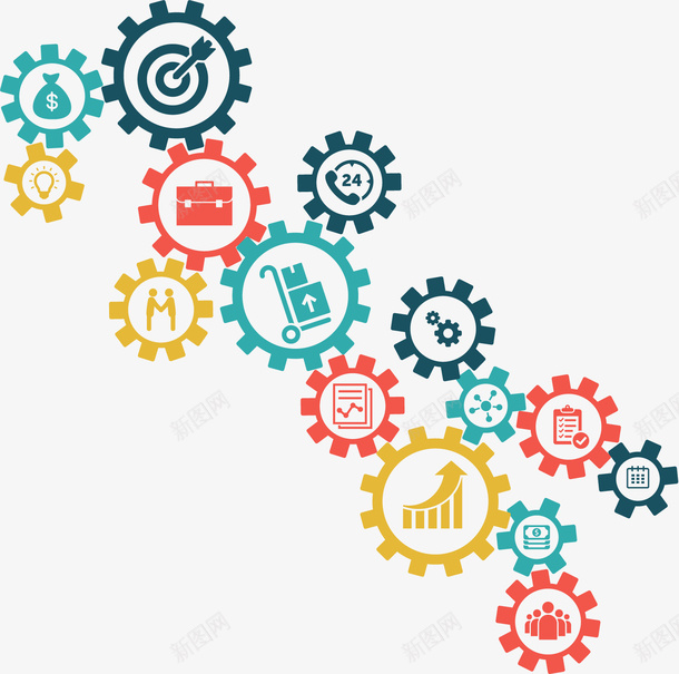 齿轮链接矢量图ai免抠素材_新图网 https://ixintu.com 商务 文件 转动 金融 矢量图