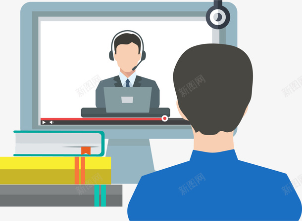 电脑网络远程教育图案png免抠素材_新图网 https://ixintu.com 学习培训 教育 电脑 看视频 矢量图案 网络 远程教育