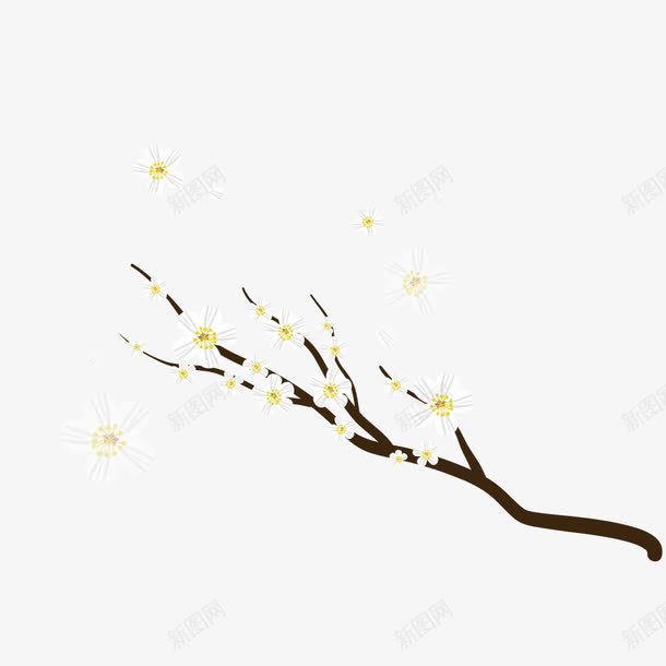 白色樱花树枝浪漫png免抠素材_新图网 https://ixintu.com 两朵桃花 小樱花 树枝 樱花 浪漫 白色 花卉花朵 花朵 花瓣 花芯花蕊