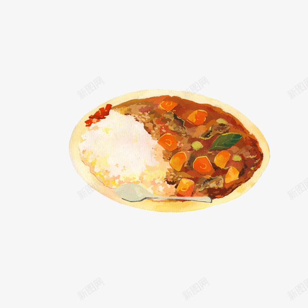 手绘印度咖喱饭png免抠素材_新图网 https://ixintu.com 勺子 卡通手绘 印度咖喱 咖喱饭 美味午餐