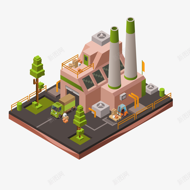 灰色创意城市工场元素矢量图ai免抠素材_新图网 https://ixintu.com 创意 卡通插画 城市 工程 灰色 烟囱 立体 矢量图