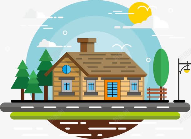 卡通别墅小屋png免抠素材_新图网 https://ixintu.com 丛林 农舍 别墅 别墅木屋 卡通房子 卡通扁平化 小木屋 房屋 树林 森林小屋 豪宅卡通