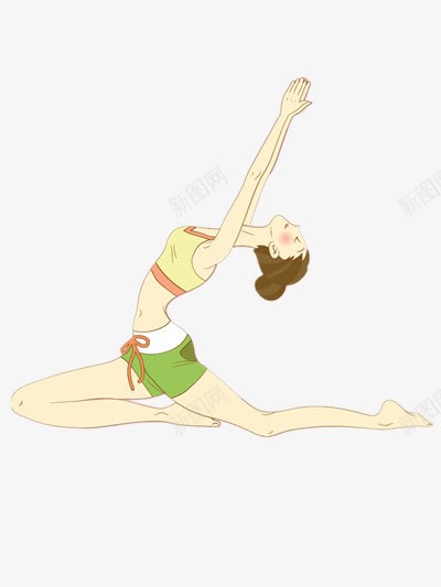 苗条的美女png免抠素材_新图网 https://ixintu.com 手绘 瑜伽 细手细脚 绿色 运动服