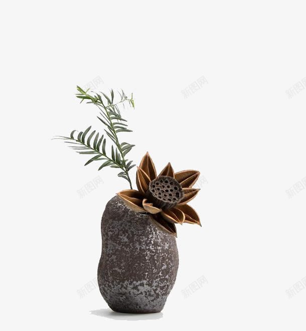 粗陶花器铁锈釉茶道png免抠素材_新图网 https://ixintu.com 产品实物 日用百货 粗陶花器铁锈釉茶道