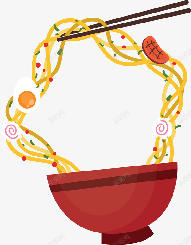 每位中国拉面面条png免抠素材_新图网 https://ixintu.com 中国美食 吃面卡通 夏季拌面 拌面 矢量png 美食 面条