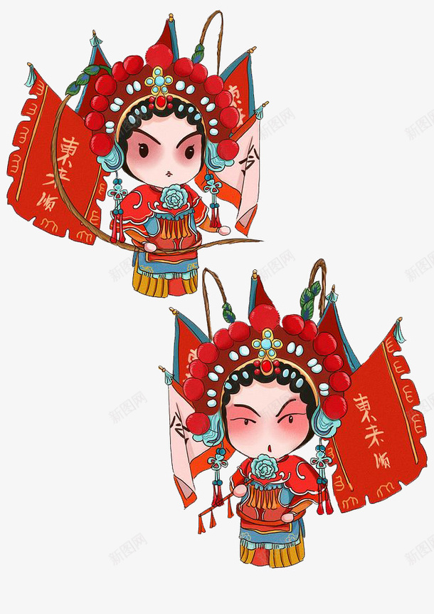 戏台唱穆桂英挂帅png免抠素材_新图网 https://ixintu.com 唱戏 女子 女子兵 女将军 女扮男装 娘子军 巾帼英雄 报国 穆桂英 穿战袍 穿红袍 红色娘子军