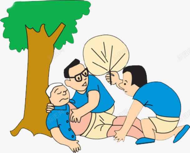 中暑卡通png免抠素材_新图网 https://ixintu.com 中暑 中暑卡通人物 中暑急救 夏季 夏季中暑图片 绿树