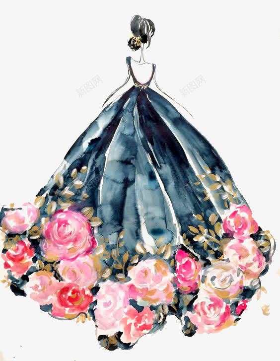 花朵裙子png免抠素材_新图网 https://ixintu.com 卡通 手绘 插画 水彩 花朵 裙子 裙摆