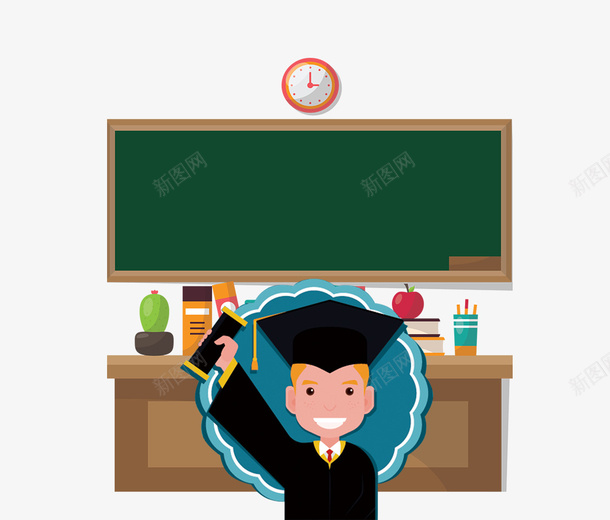 卡通创意高考冲刺课堂插画png免抠素材_新图网 https://ixintu.com 倒计时 冲刺 复习 海报 讲桌 课堂 高考 黑板