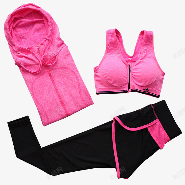 瑜伽练功服png免抠素材_新图网 https://ixintu.com 产品实物图 套装 女士 瑜伽服 粉色