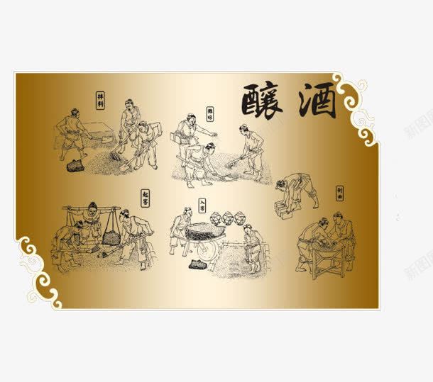 创意古代酿酒图插图元素png免抠素材_新图网 https://ixintu.com 书籍装帧 书籍装帧展示效果样机 创意 古代酿酒图 插图