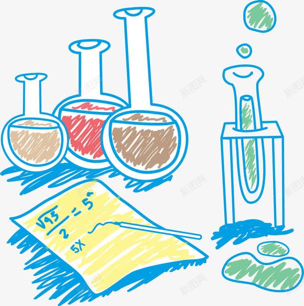 繁忙的实验室png免抠素材_新图网 https://ixintu.com 化学公式 卡通 圆珠笔 实验室插画 笔记本 简笔 试验器皿