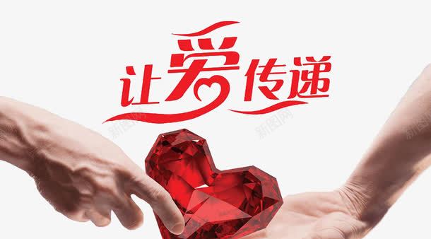 让爱传递png免抠素材_新图网 https://ixintu.com 传递 手 爱心 爱心基金 红色 艺术字