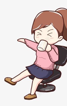 休息的小女孩png免抠素材_新图网 https://ixintu.com 人物 办公 动漫 卡通 喝水 喝水海报 喝茶 职员