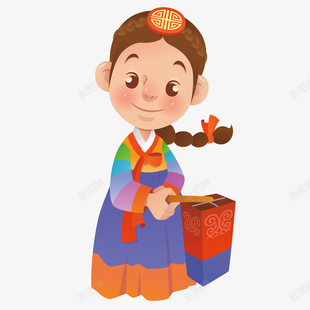 穿韩服的女孩矢量图ai免抠素材_新图网 https://ixintu.com 卡通 女孩 韩服 矢量图