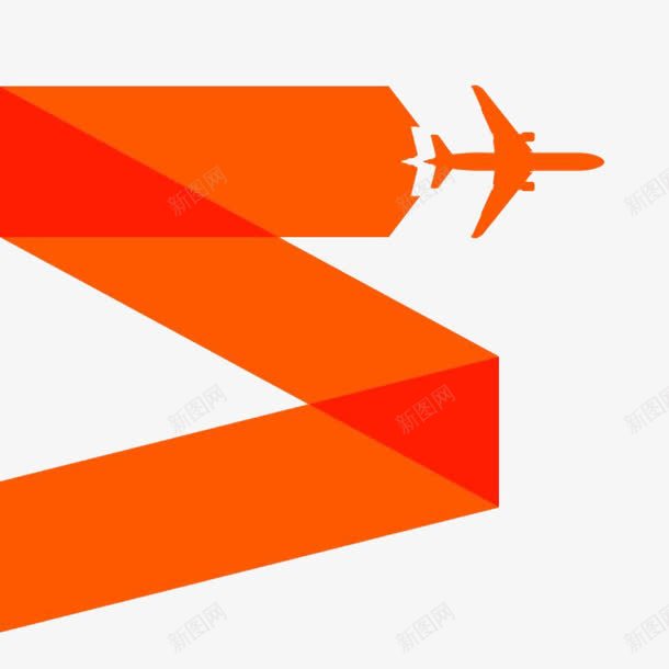 桔色飞行航道png免抠素材_新图网 https://ixintu.com 手绘 桔色 空运 航空 航道 飞机