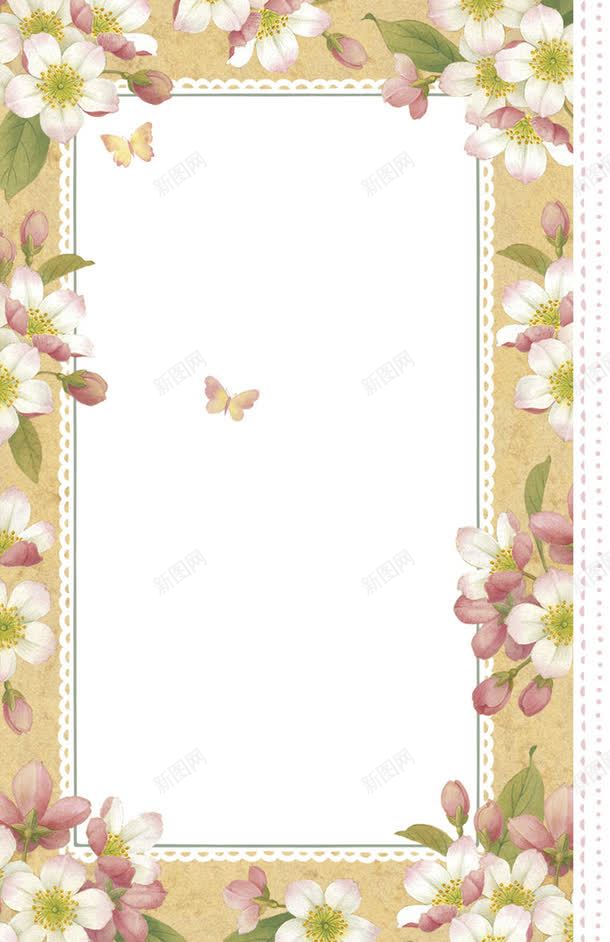 信笺背景png免抠素材_新图网 https://ixintu.com 复古 背景 花朵