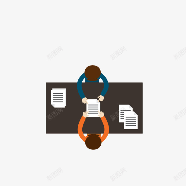 扁平化一对一会议png免抠素材_新图网 https://ixintu.com 一对一会议 两人会议 卡通手绘 商讨 扁平化