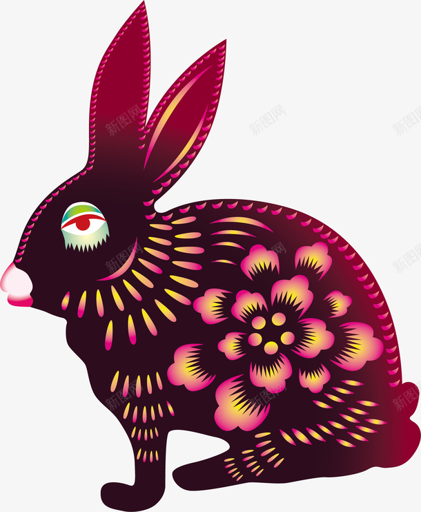 中国风剪纸玉兔插画png免抠素材_新图网 https://ixintu.com 中国风 中秋 中秋节 传统兔子插画 兔子 兔子插画 剪纸插画 团圆 玉兔