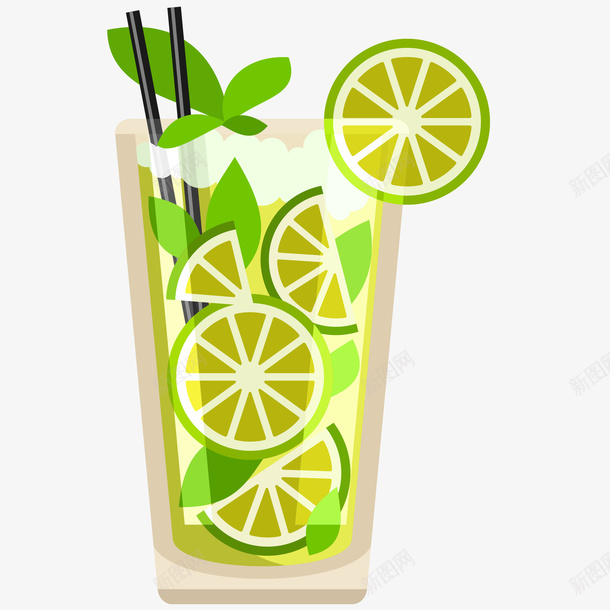 莫吉托鸡尾酒卡通插画矢量图ai免抠素材_新图网 https://ixintu.com 冰饮 夏天 柠檬片 清新 莫吉托鸡尾酒卡通插画 解暑饮料 酒吧 鸡尾酒 矢量图