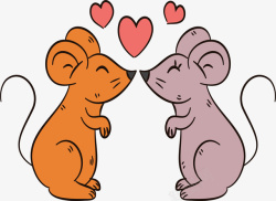 情侣元素卡通情人节接吻老鼠矢量图高清图片