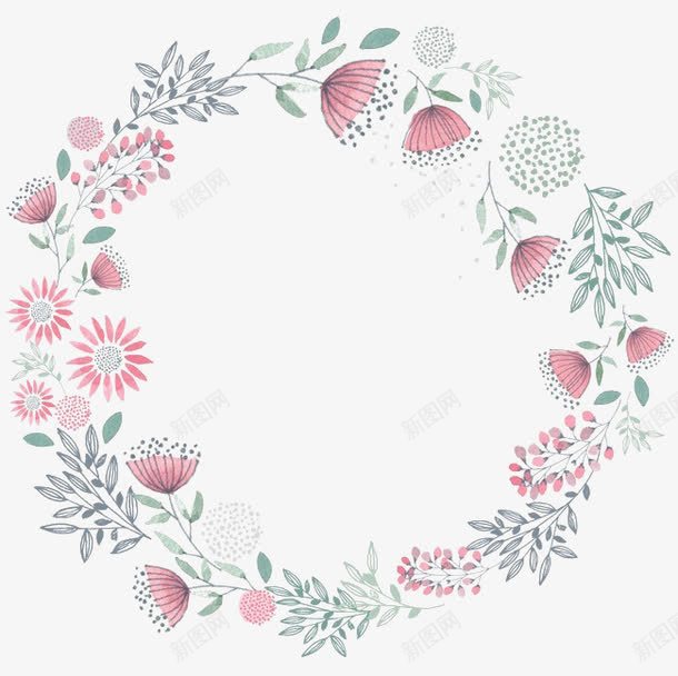 卡通印花植物花圈修饰海报png免抠素材_新图网 https://ixintu.com 修饰 卡通 印花 植物 海报 花圈