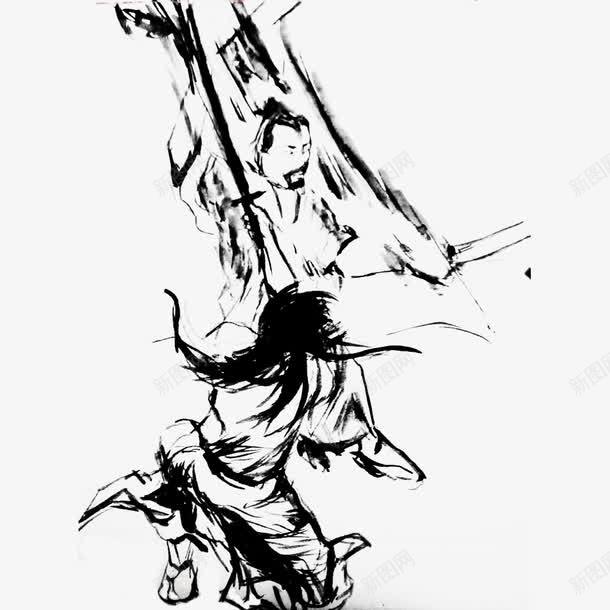中国风水墨画剑客比武png免抠素材_新图网 https://ixintu.com 中国风 剑客 古典 武侠 武功 水墨 水墨剑客 江湖 男剑客