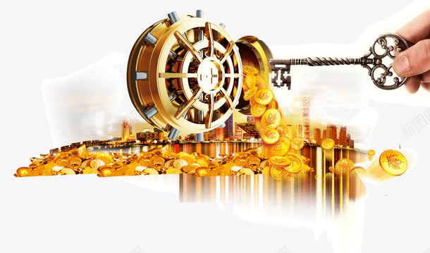 金融货币png免抠素材_新图网 https://ixintu.com 商务 插画 现金流 符号 财务 货币 金色 金融 金钥匙 金钱 钥匙