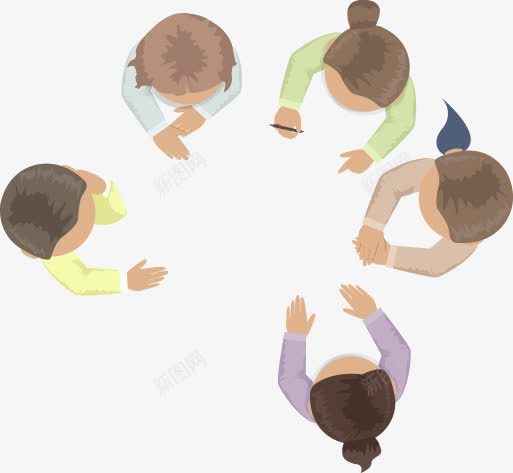 卡通围成圈的小孩png免抠素材_新图网 https://ixintu.com 一群人站着聊天 人物顶视图 俯视图 卡通人物 商讨 围成圈的人 头顶 小组 小组讨论会 讨论 鸟瞰人