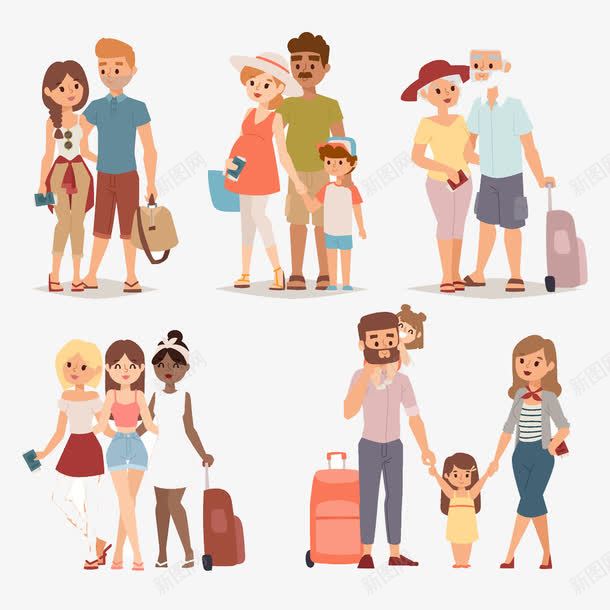 一家人旅行png免抠素材_新图网 https://ixintu.com 一家人旅行 交通工具 夏列营 托行李箱 旅游 旅游人 看表演 野炊 马戏团 高清免扣