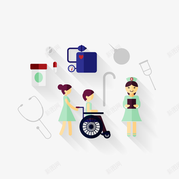 卡通医护人员与患者png免抠素材_新图网 https://ixintu.com 医护人员 医生 医疗用品 卡通护士 背景装饰