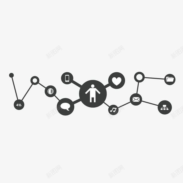 黑白关系网格图png免抠素材_新图网 https://ixintu.com 关系 线型图 网格图 黑白