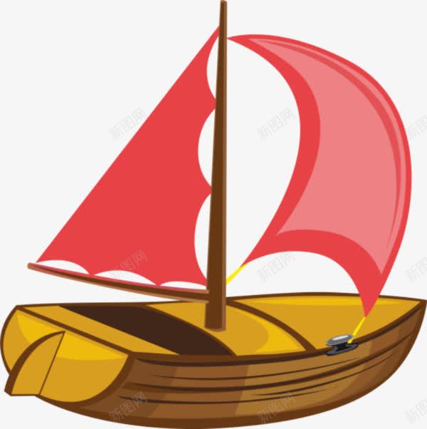 扬帆起航的小船png免抠素材_新图网 https://ixintu.com 小船 红色 船帆