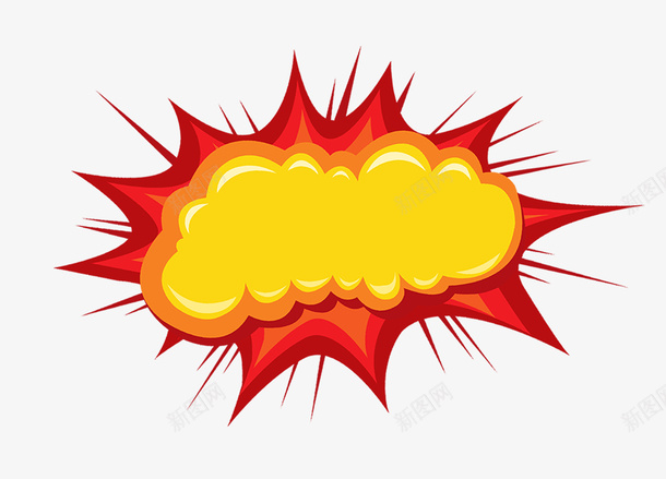 爆炸的黄云png免抠素材_新图网 https://ixintu.com 不规则形状 云朵 卡通手绘 抽象 爆裂 红色 黄色