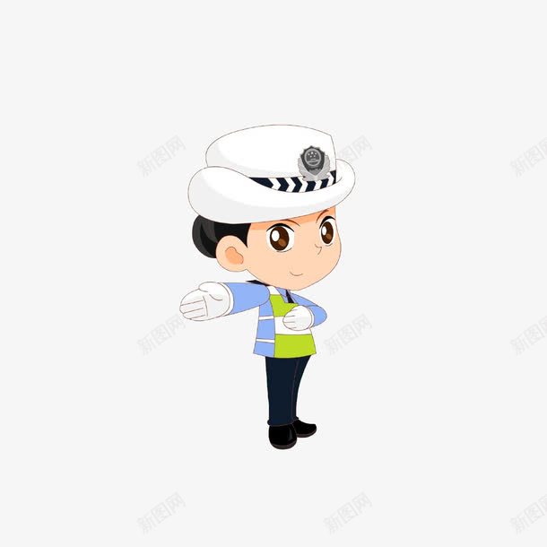 做直行手势的女交警png免抠素材_新图网 https://ixintu.com 交警手势 做直行手势的女交警 卡通女交警 指挥交通 直行辅助手势