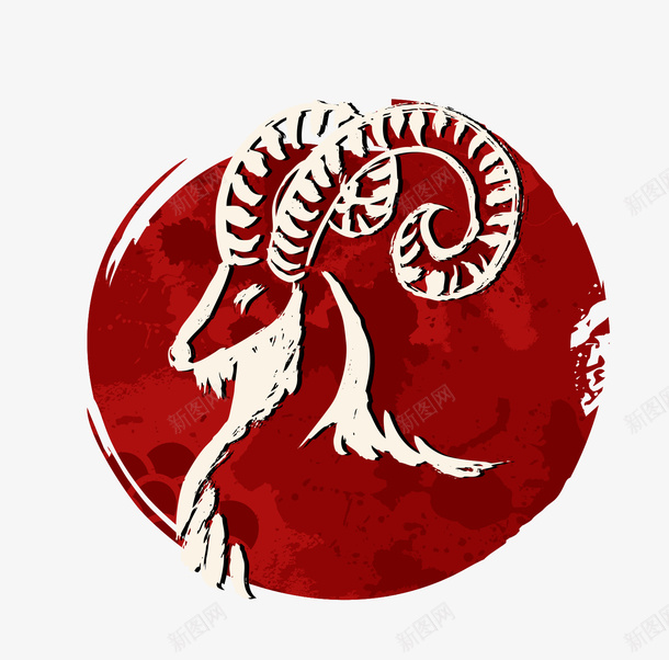 水墨山羊png免抠素材_新图网 https://ixintu.com 公羊 唯美山羊 山羊 手绘羊 水墨羊 红色水墨 红色水墨背景 羊 羊图案 领头羊
