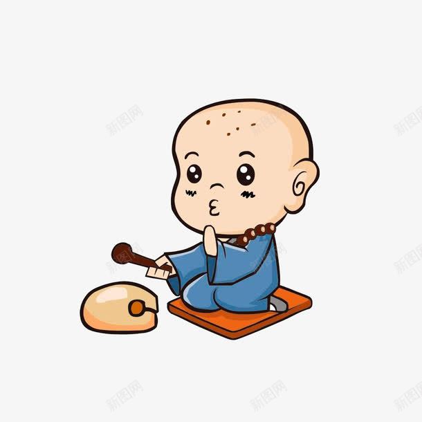 敲木鱼的小和尚png免抠素材_新图网 https://ixintu.com 光头小和尚 古代 可爱 手绘小和尚 虔诚