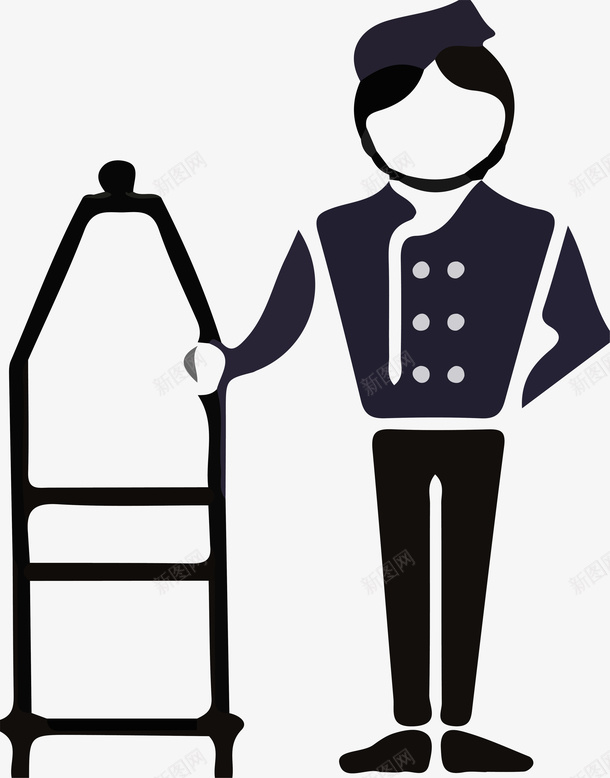 酒店里用手推车的服务生图标png_新图网 https://ixintu.com 宾馆 手推车 服务员 服务生 酒店