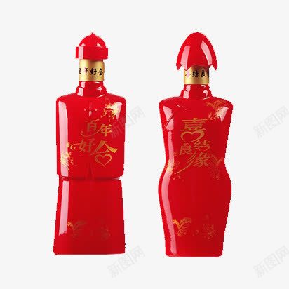 喜结良缘酒png免抠素材_新图网 https://ixintu.com 产品实物 喜结良缘 婚宴喜酒 小财神 山东名酒 白酒